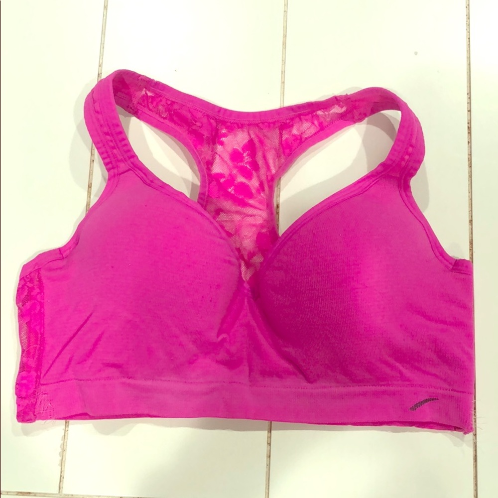 LA Gear Hot Pink & Lace Sports Bra M